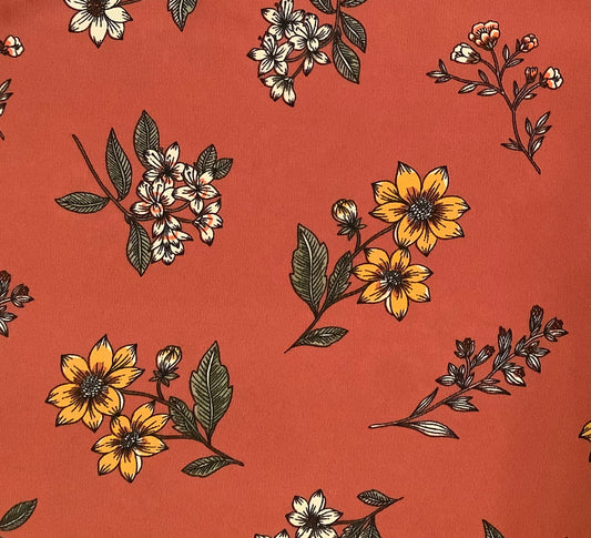 Deep Red Floral Tie Top