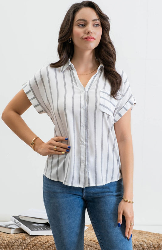 Striped Roll Up Sleeve Shirt