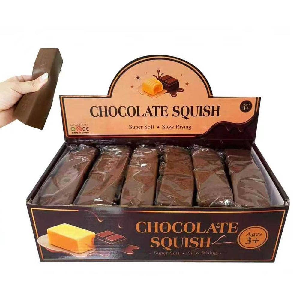 12PCS - Chocolate Bar Shaped Squeeze Squishy Stress Relief Toy