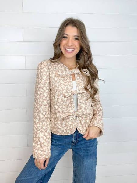 Floral front tie jacket