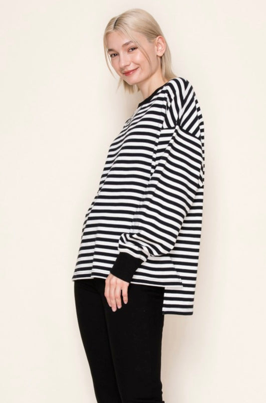 Black and White Striped Long Sleeve