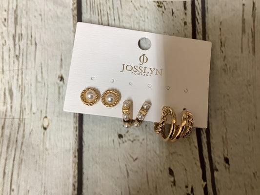 Gold pear hoop stud trio