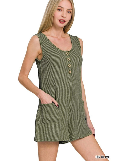 Ribbed Sleeveless Romper