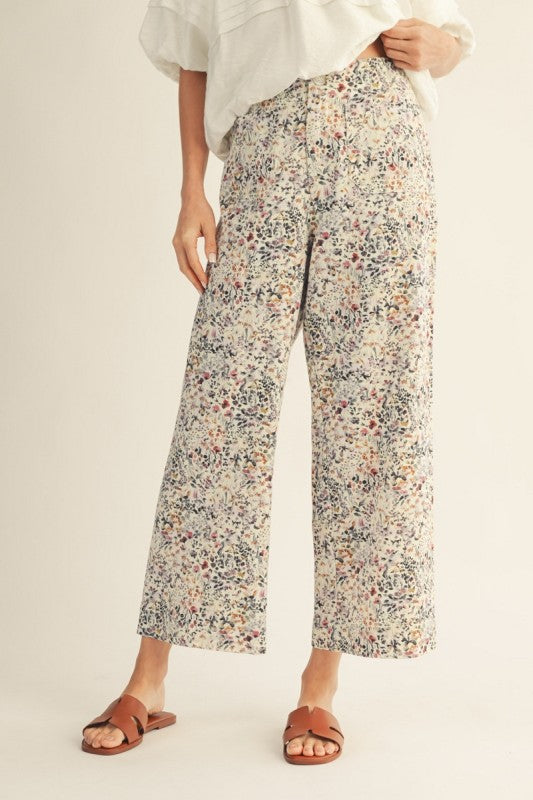 Floral corduroy pants
