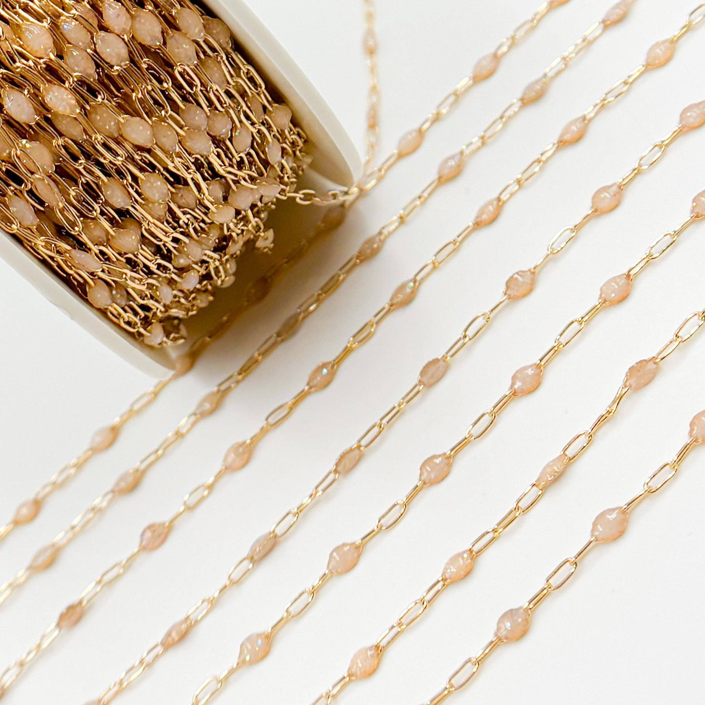 V250-OP1GF. Gold Filled Golden Shade Color Opal Enamel Cable Chain