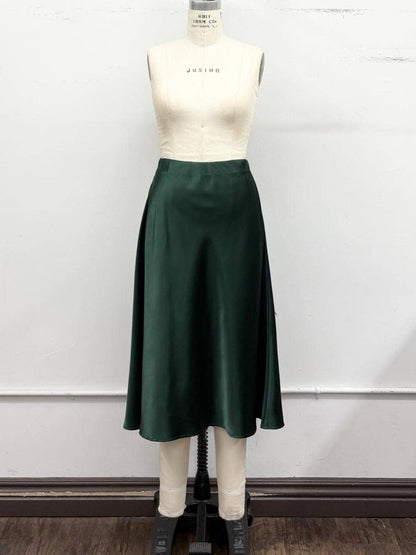 Elastic High Waist Satin Maxi Skirt