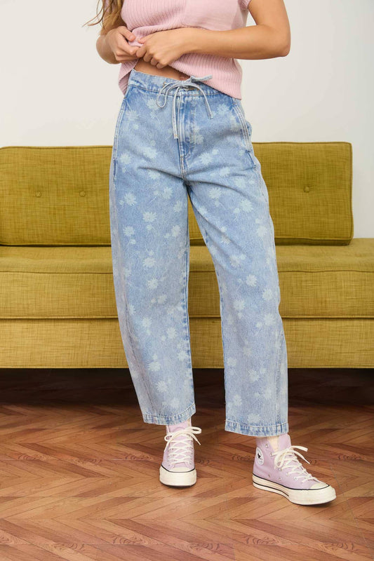 DANDELION WASHED DENIM DRAWSTRING DETAIL JEANS