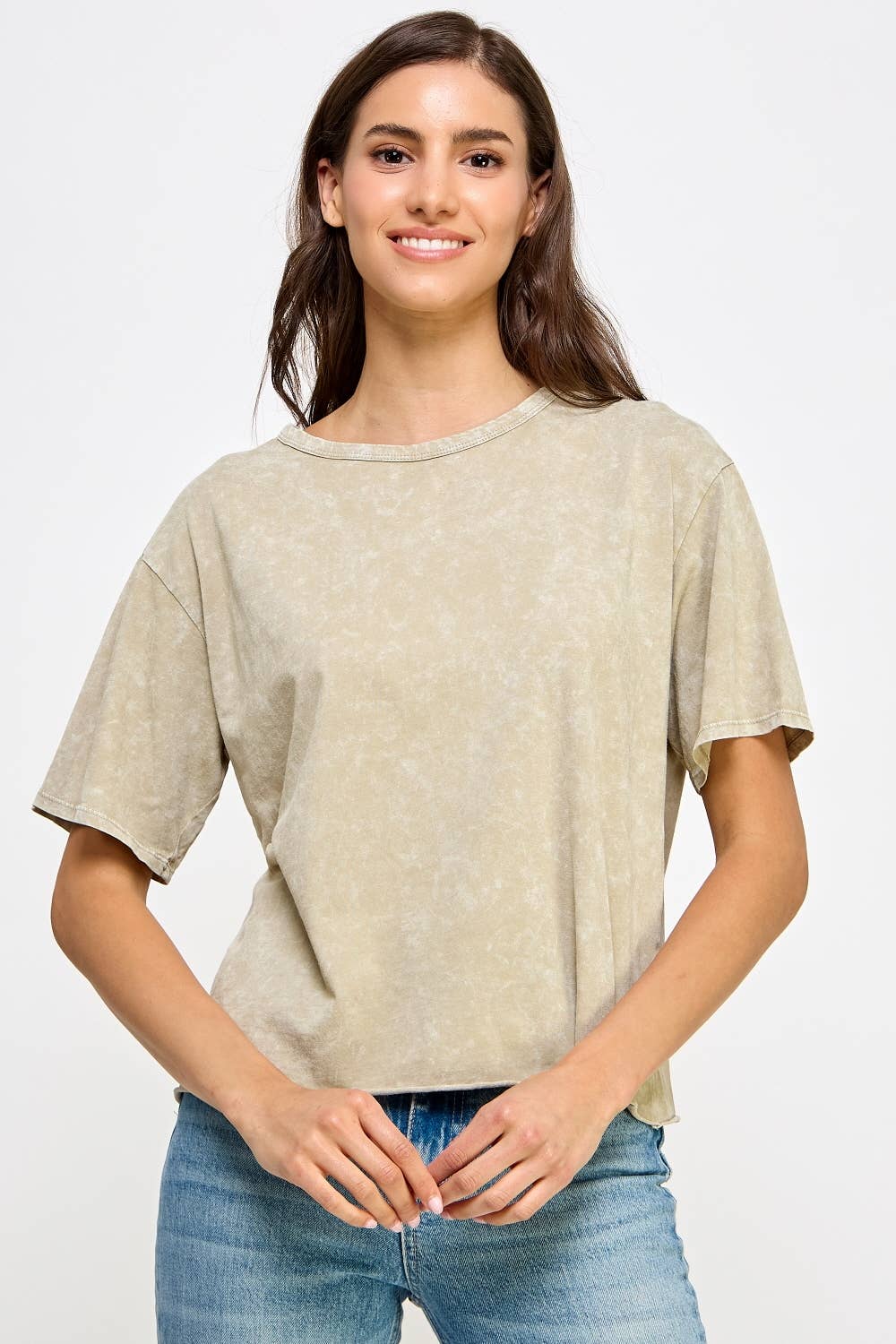 Blank Mineral Washed Long Cropped T-Shirt