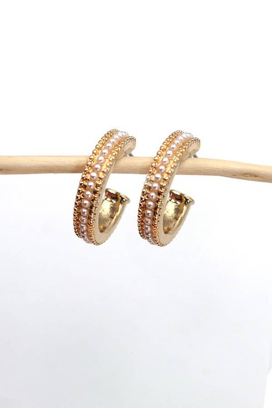 PEARL STUDDED HOOP EARRINGS | 31E24034