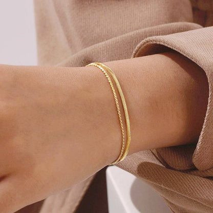 18K STAINLESS STEEL TARNISH FREE LAYERED BRACELET |  40B5145