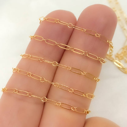 141FGF. 14K Yellow Gold Filled Flat Long and Short Chain
