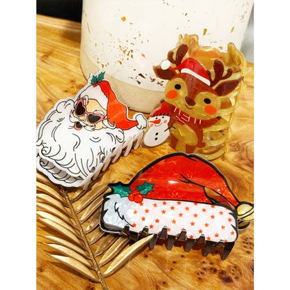 Glittered Chrstmas Premium Quality Hair Claw Clip