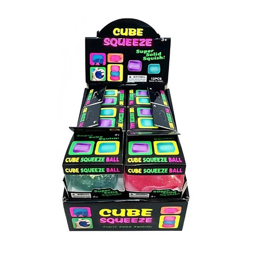 12PCS - Glitter Cube Squeeze Squishy Stress Relief Toy