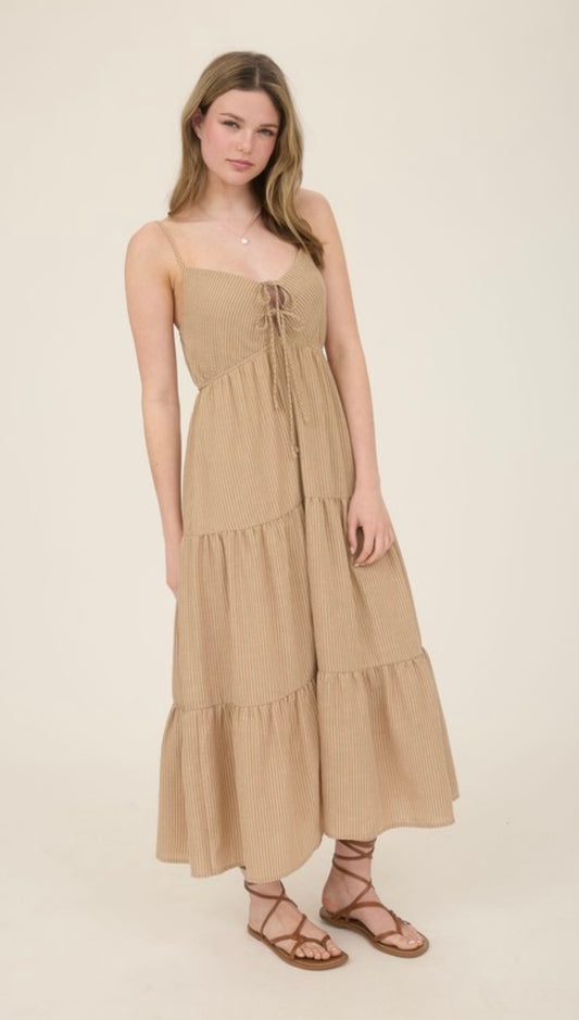 Striped Tiered Midi Sundress