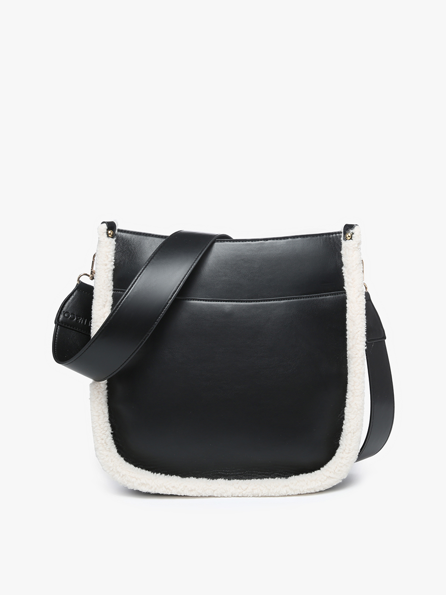 M1977TED Chloe Teddy Trim Crossbody with Guitar Strap