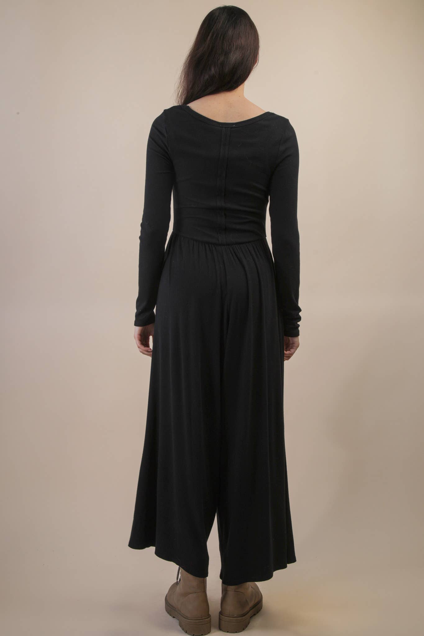 Wide Leg Solid Knit Casual Jumpsuit