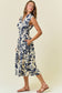 PAISLEY V-NECK SMOCKED WAIST ZIP FRONT MIDI DRESS