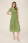 SMOCKED TIERED MIDI DRESS