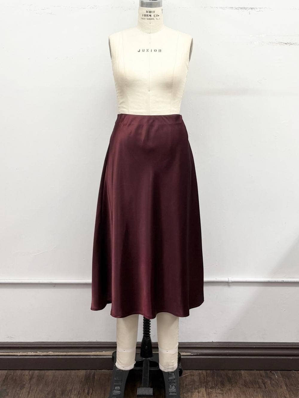 Elastic High Waist Satin Maxi Skirt