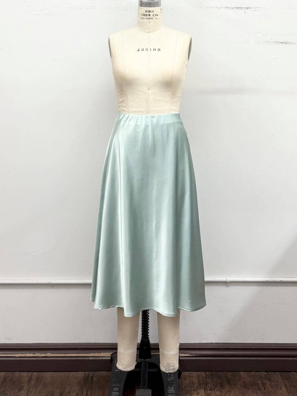 Elastic High Waist Satin Maxi Skirt