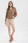 STRIPED DROP SHOULDER V NECK KNIT TOP