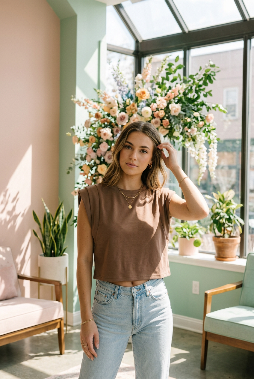 Double Band Sleeve Knit Top