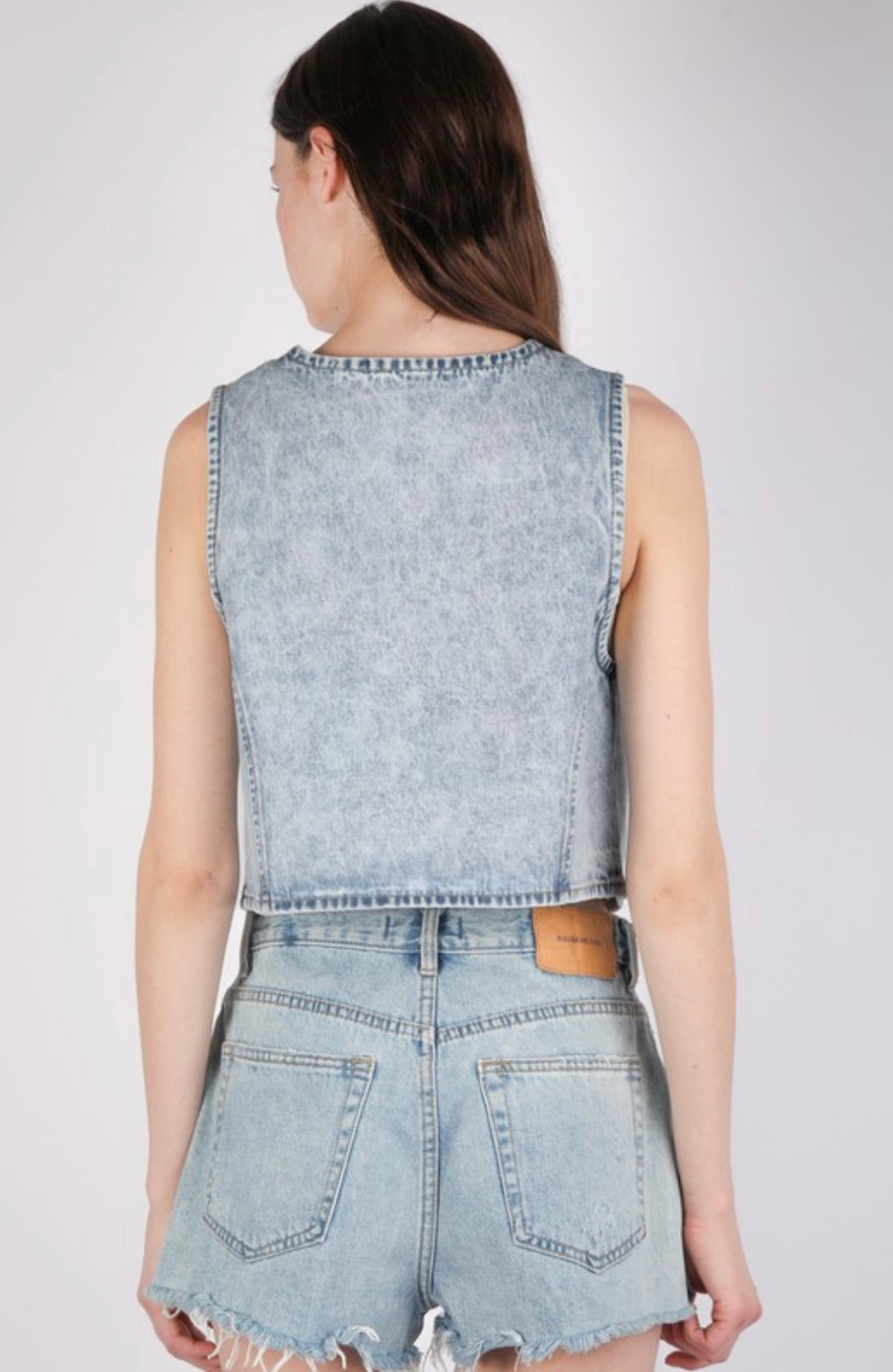 Acid Wash Denim Vest