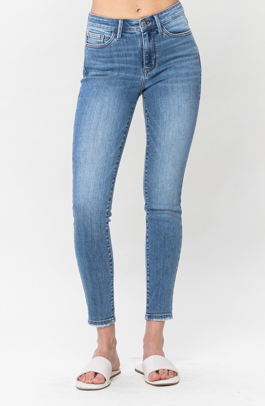 Judy Blue Mid Rise Vintage Raw Hem Skinny Jean main image 1