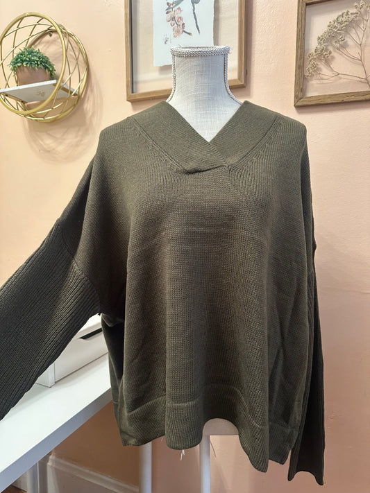 Olive VNeck Sweater