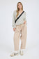 STRIPED DROP SHOULDER V NECK KNIT TOP