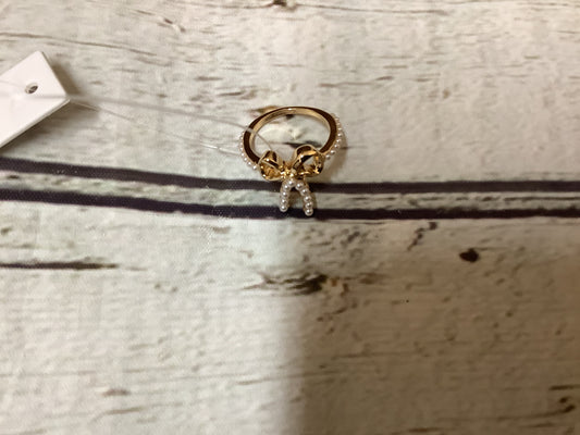 Gold Pearl bow ribbon ring