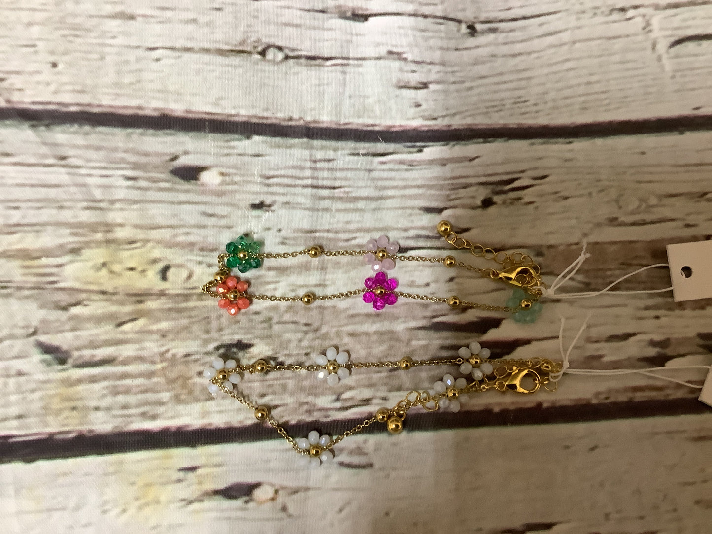 Summer Beaded flower charm Bracelet