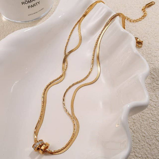 18K STAINLESS STEEL TARNISH FREE LAYERED NECKLACE | 40NK9645