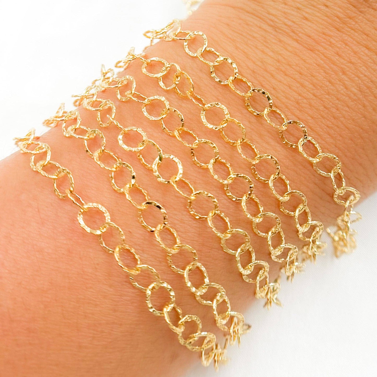 679FLGF. 14K Gold Filled Hammered Round Link Chain