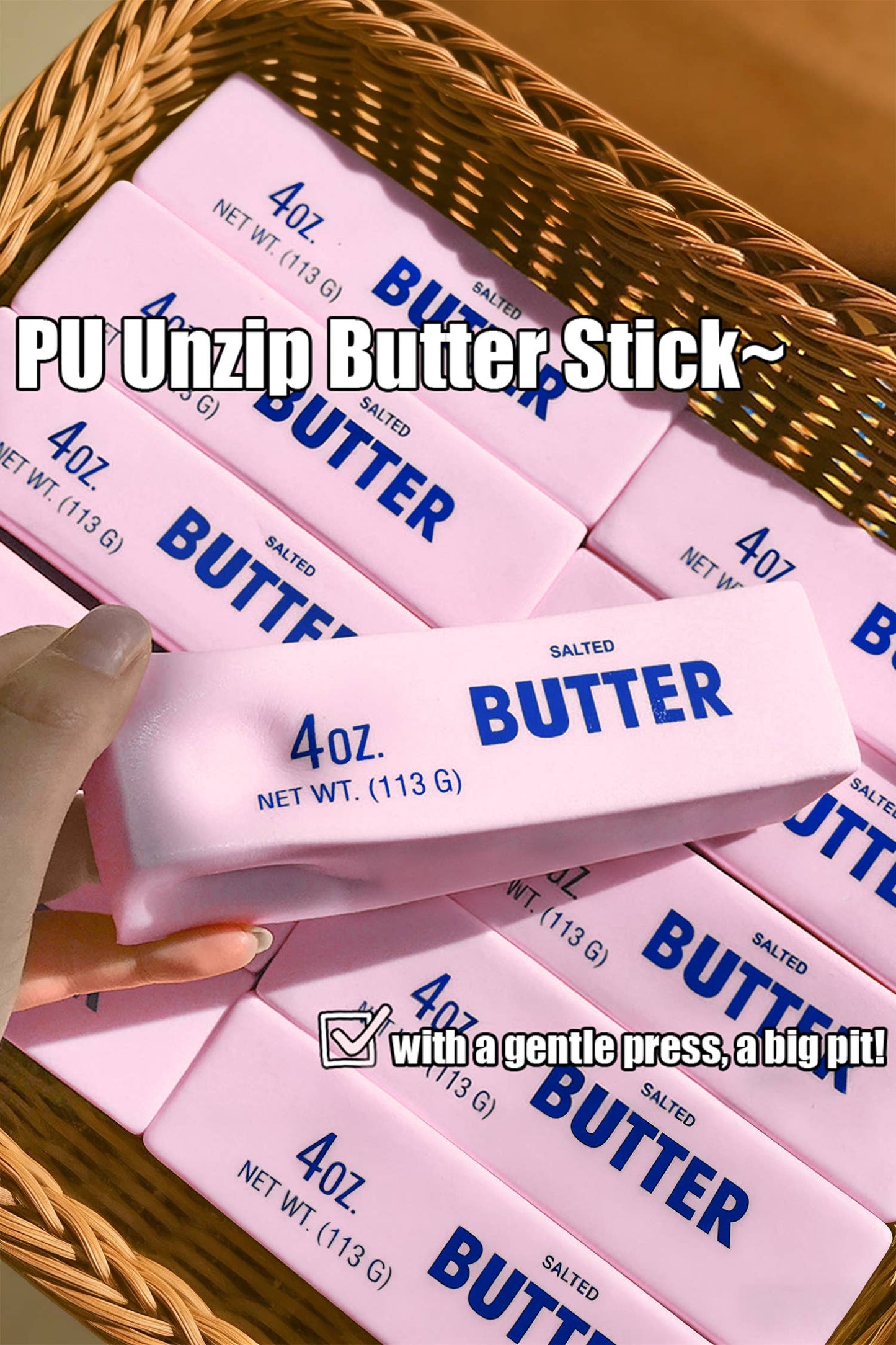 Realistic PU Butter Stick Stress Relief Toy Gifts