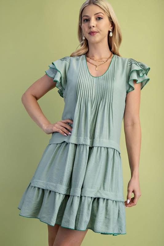 Tiered dress with pintuck