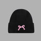 SOFT RIBBED KNIT BOW ACCENT BEANIES HAT | 40BN916