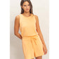 Drawstring Waist Sleeveless Romper