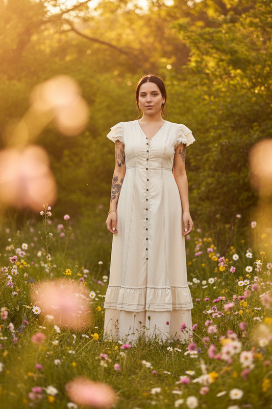 Frayed edge Linen midi dress