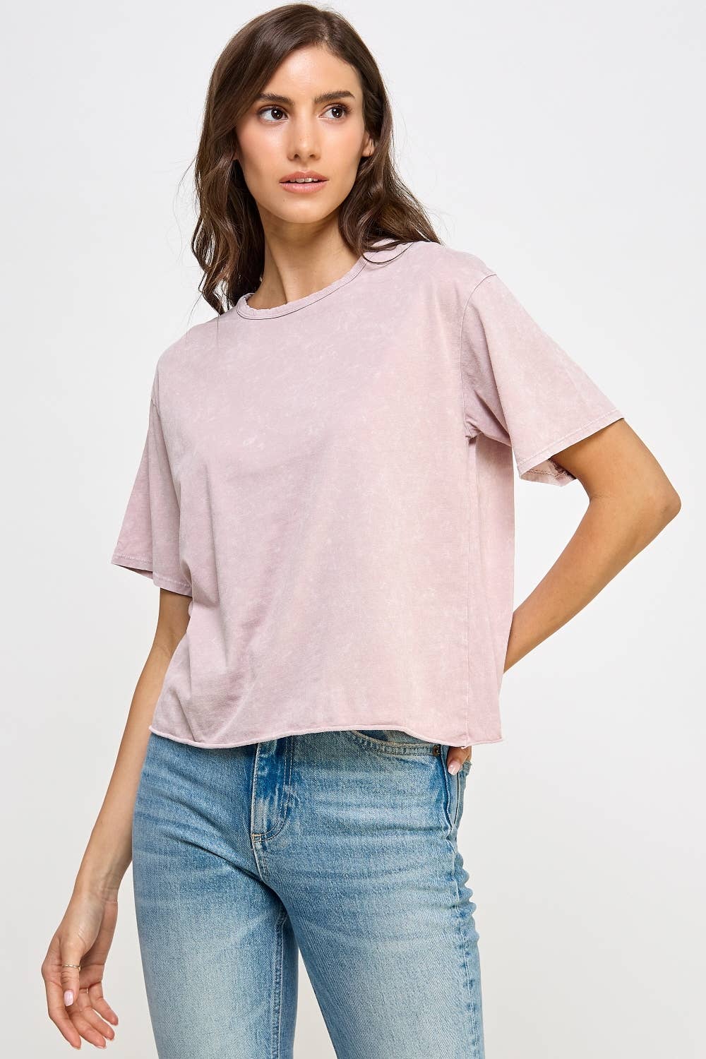 Blank Mineral Washed Long Cropped T-Shirt
