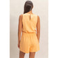 Drawstring Waist Sleeveless Romper