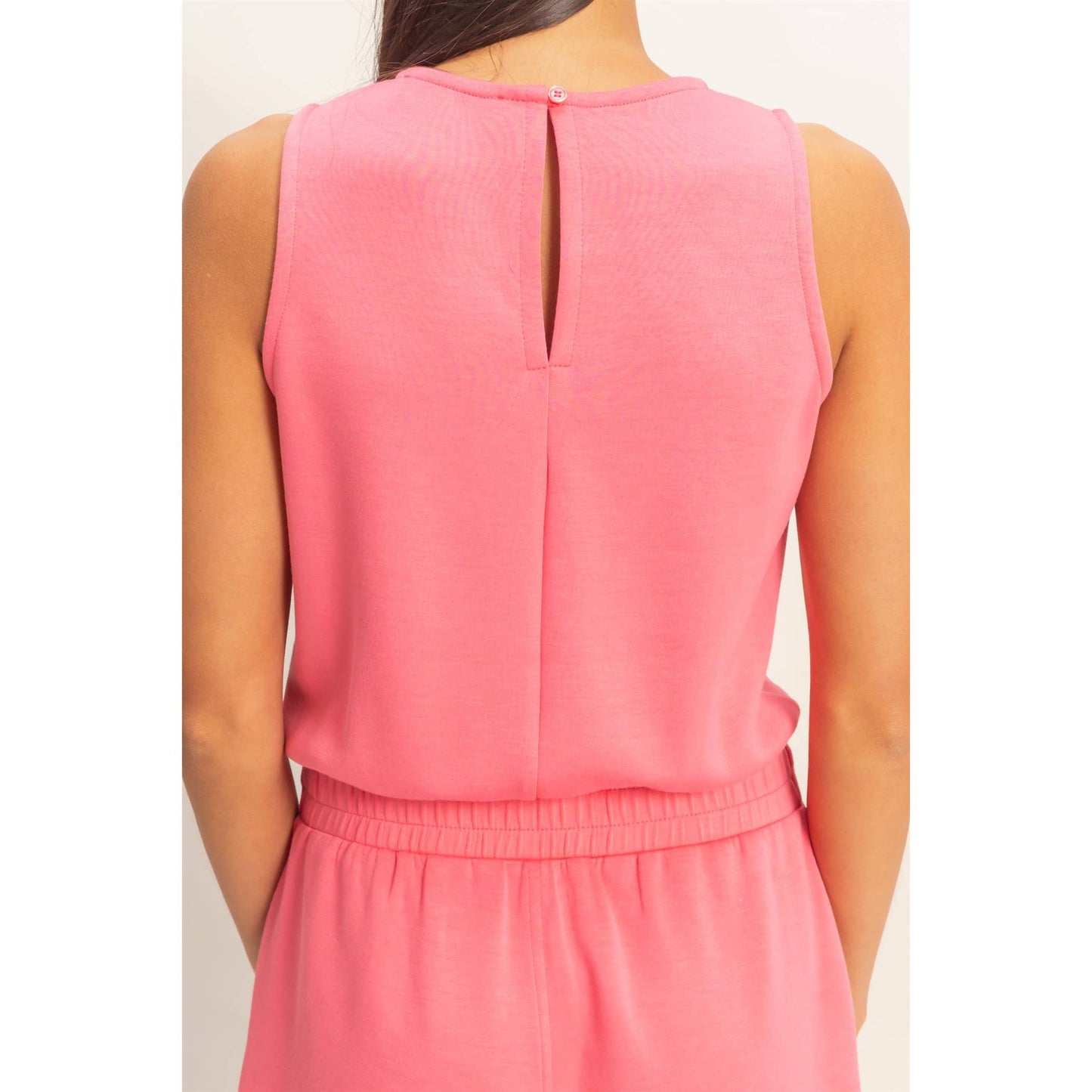 Drawstring Waist Sleeveless Romper