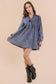 Washed Chambray Collared Mini Dress