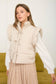 FLUTTER SLEEVE BOW DETAIL ZIP-UP PUFFER VEST