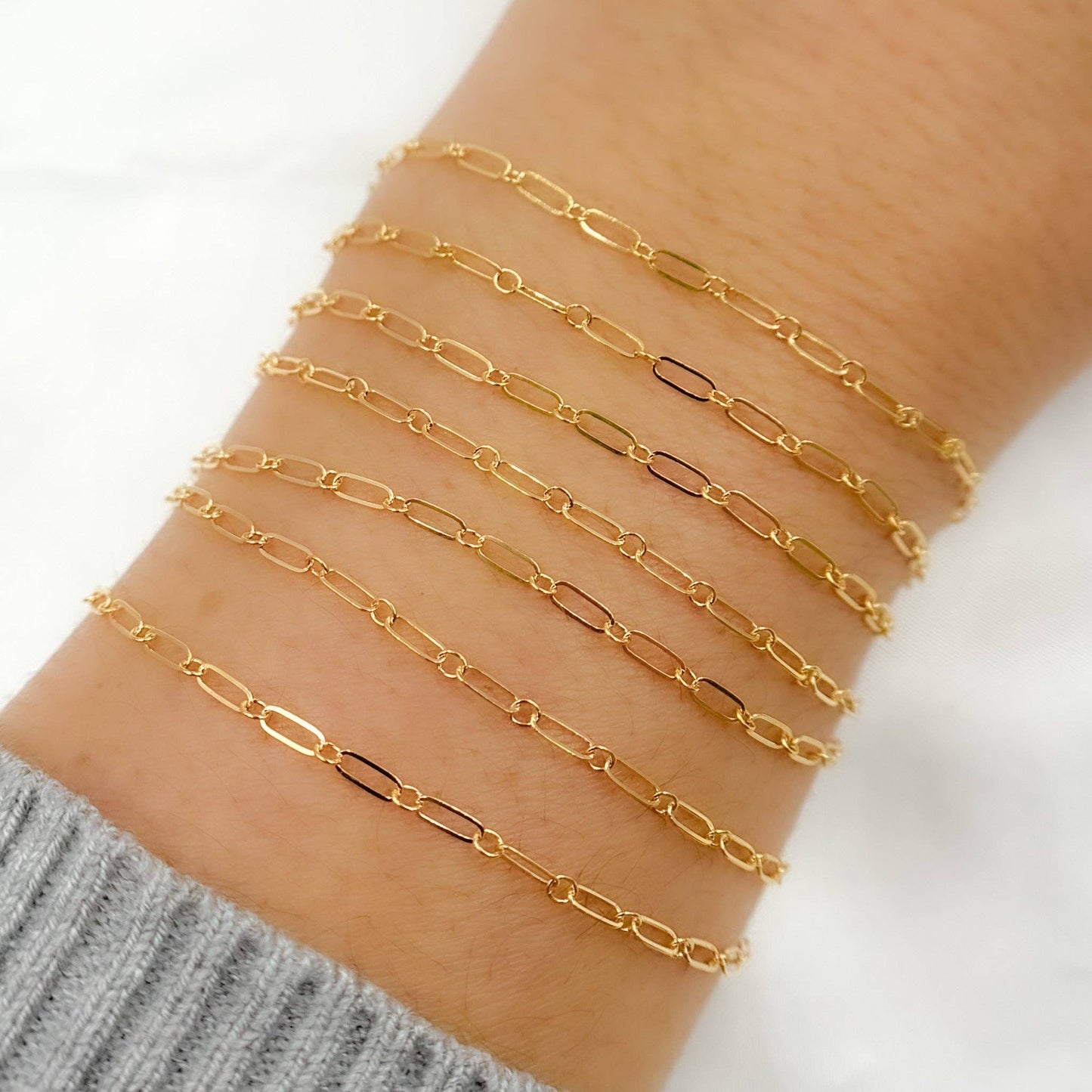 141FGF. 14K Yellow Gold Filled Flat Long and Short Chain