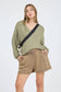 STRIPED DROP SHOULDER V NECK KNIT TOP