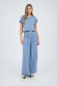 Washed Chambray Boat Neck