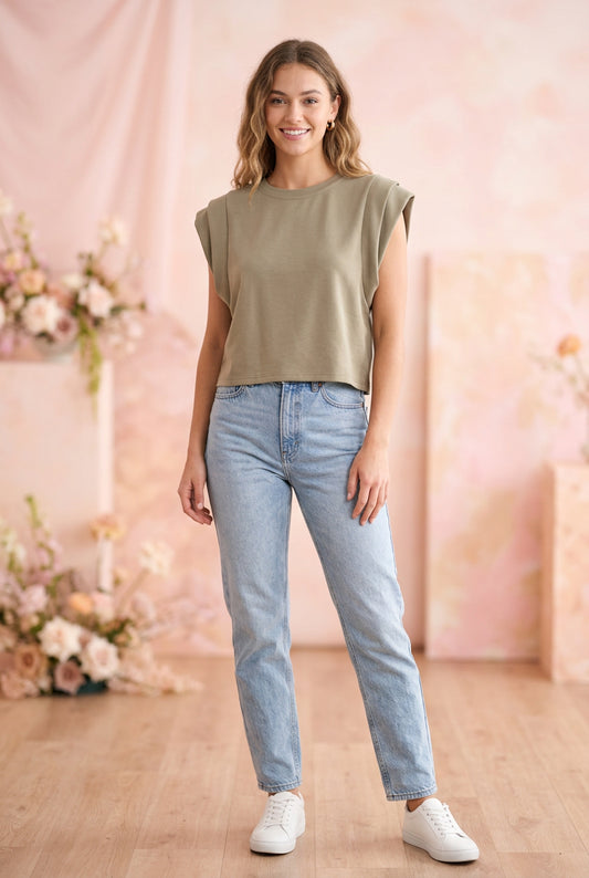 Double Band Sleeve Knit Top