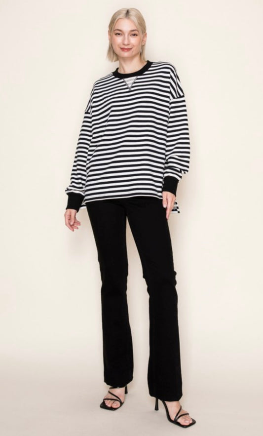 Black and White Striped Long Sleeve