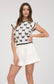 Graphic Bow Ruffle Sleeve Top
